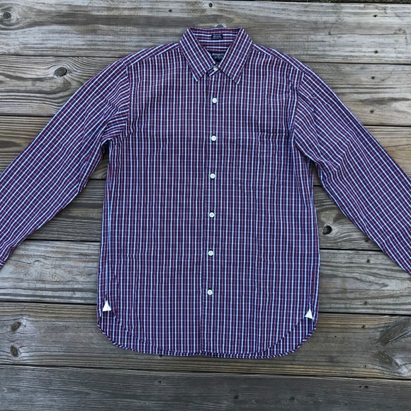 J. Crew Haberdashery Men Red Plaid ButtonDown 2Ply - Picture 5 of 8